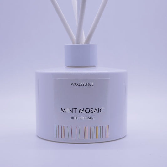 Mint Mosaic Reed Diffuser | Essenza Gloss White  | Aromatherapy Home Decor | Diffuser Oil | 6.8 fl. oz