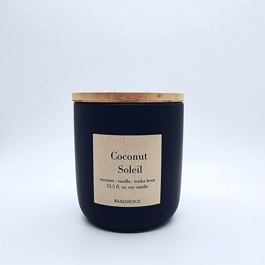 Coconut Soleil Home Candle | Luxury Candle | Home Decor | Aromatherapy | Black Nordic Ceramic Tumbler | Soy Wax | 13.5 fl. oz.